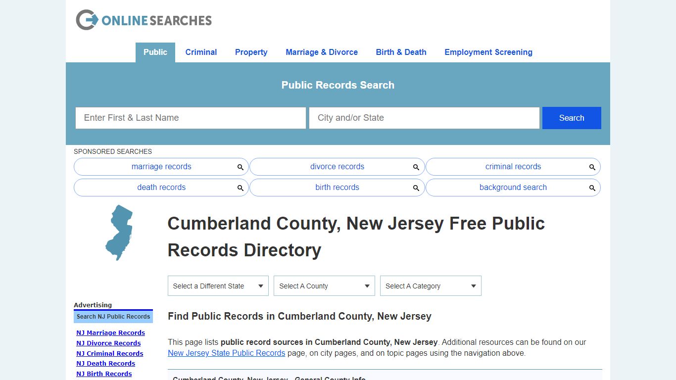 Cumberland County, New Jersey Public Records Directory