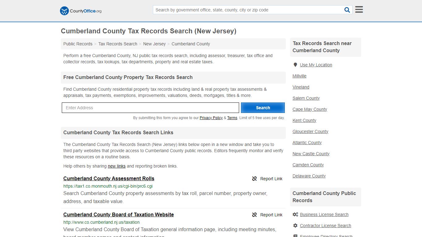 Cumberland County Tax Records Search (New Jersey) - County Office